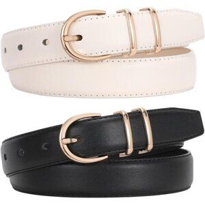 2 Pack Women Leather Belt for Jeans Ladies Belts for Dresses Pants Plus